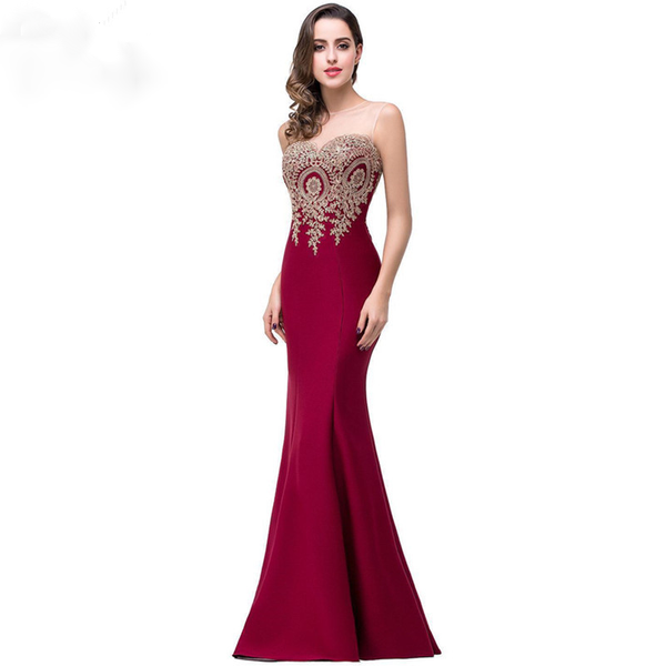 Sexy Backless Appliques  Mermaid Lace Long Prom Dress