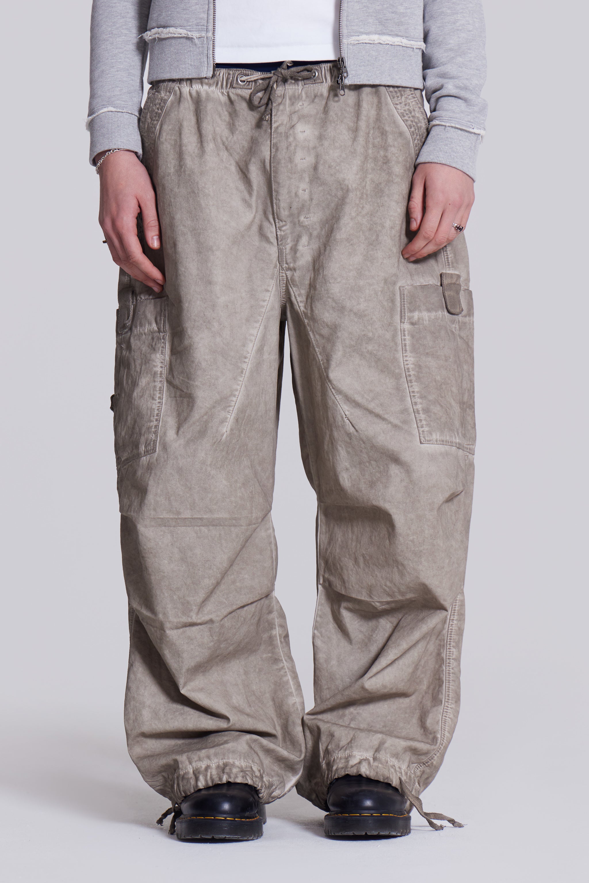 Jaded London Stone Oil Wash Parachute Pants