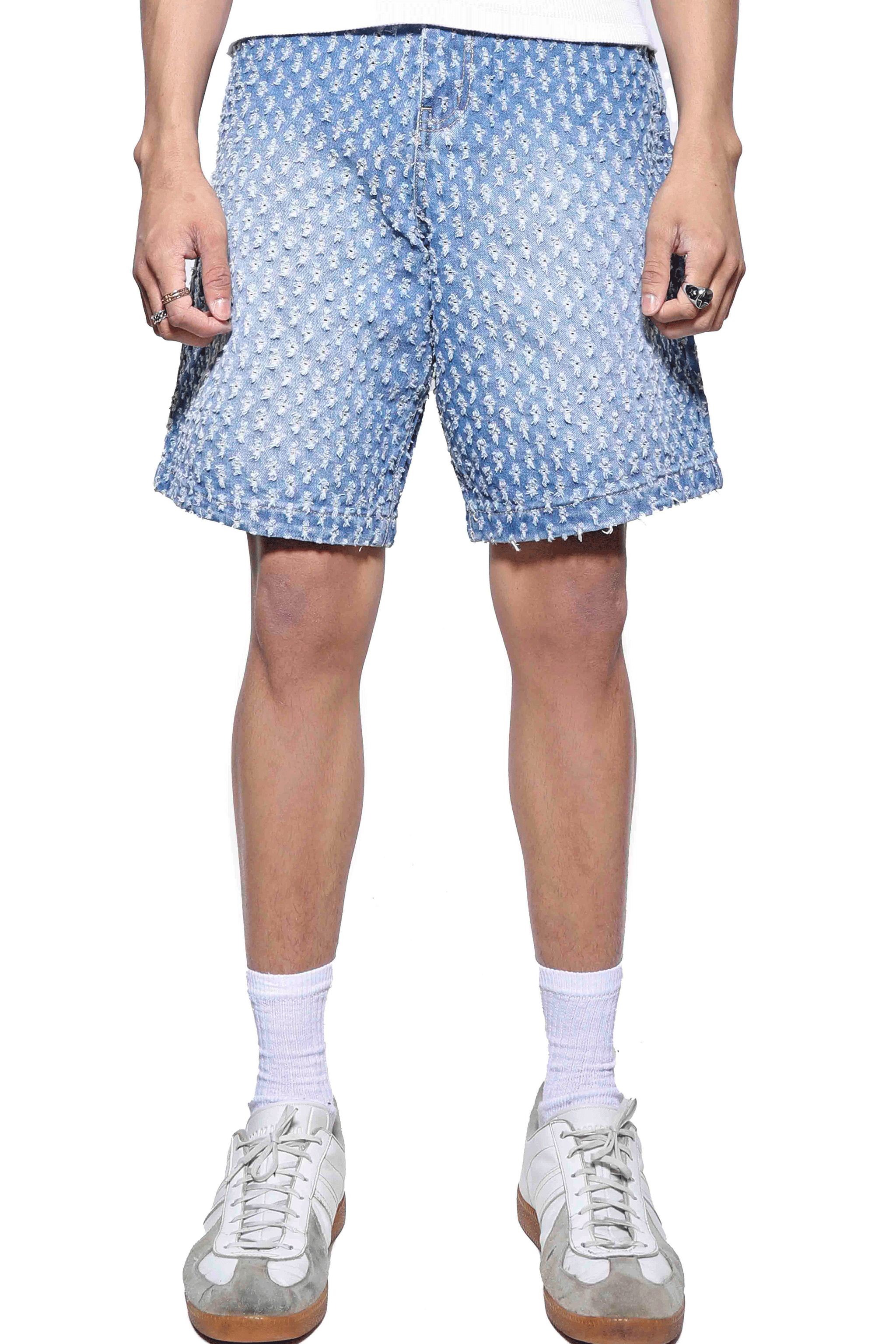 Jaded London Blue Distressed Skate Shorts