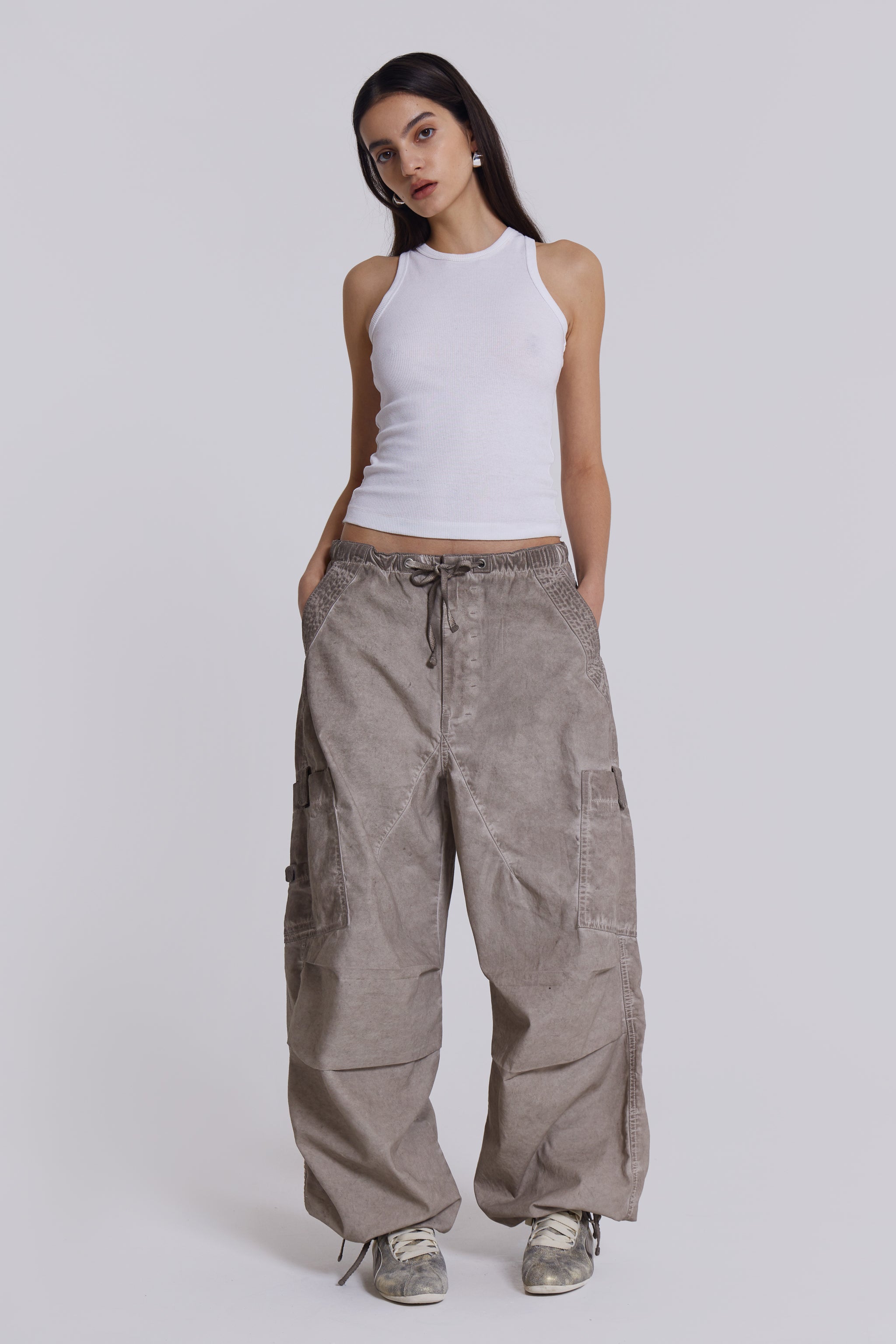 Jaded London Stone Oil Wash Parachute Pants