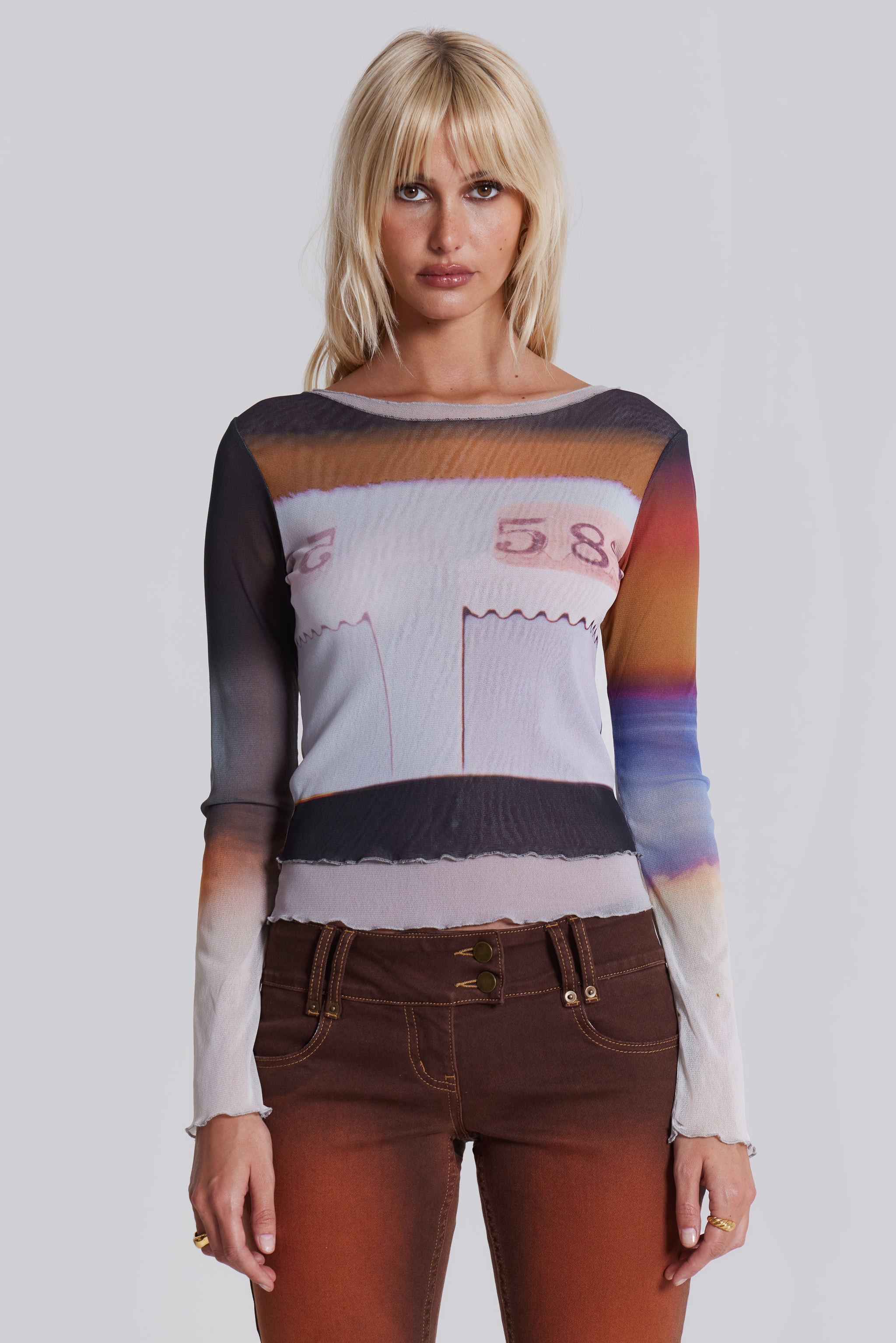 Jaded London Reverie Mesh Long Sleeve Top