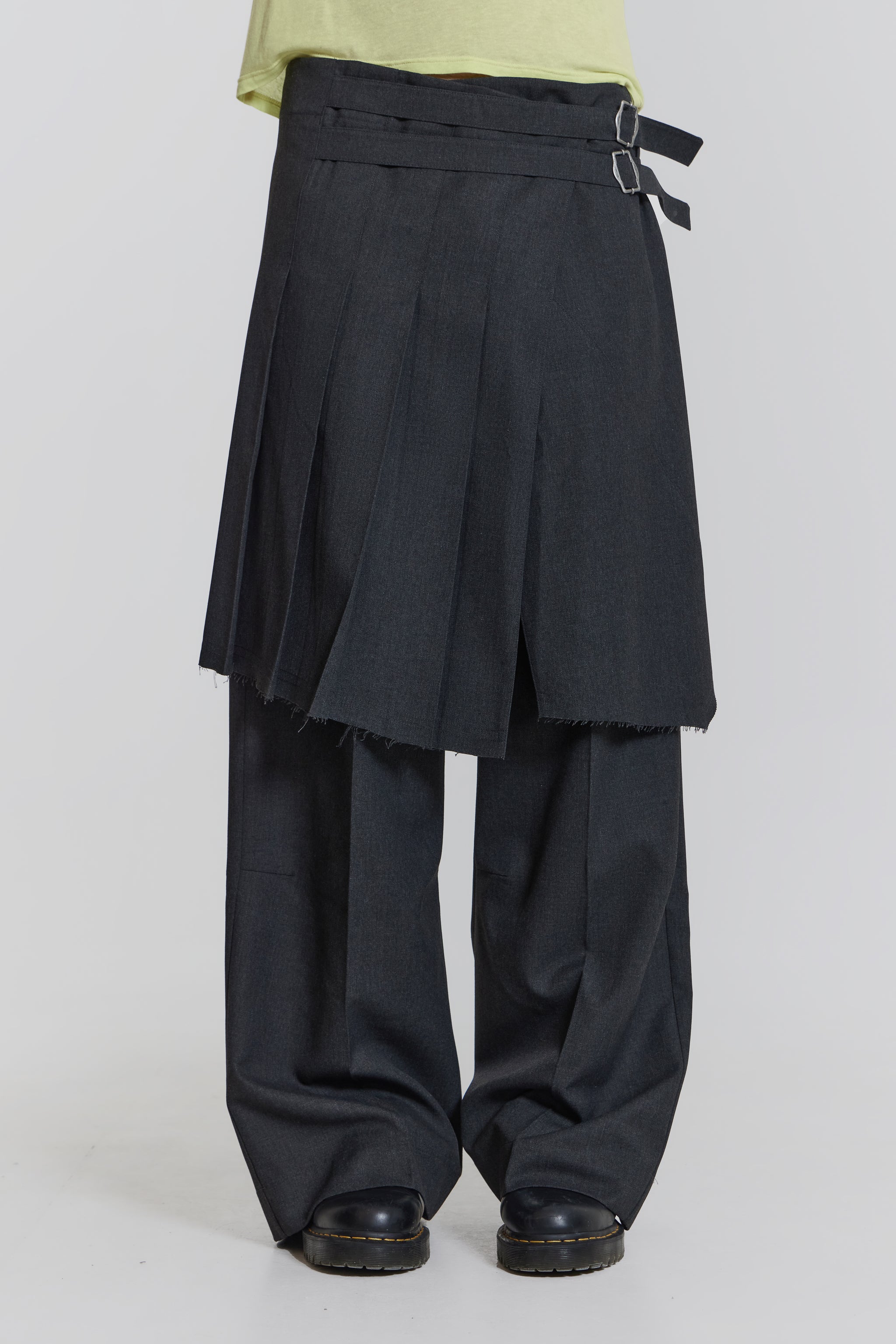 Jaded London Grey Steel Pleated Skirt