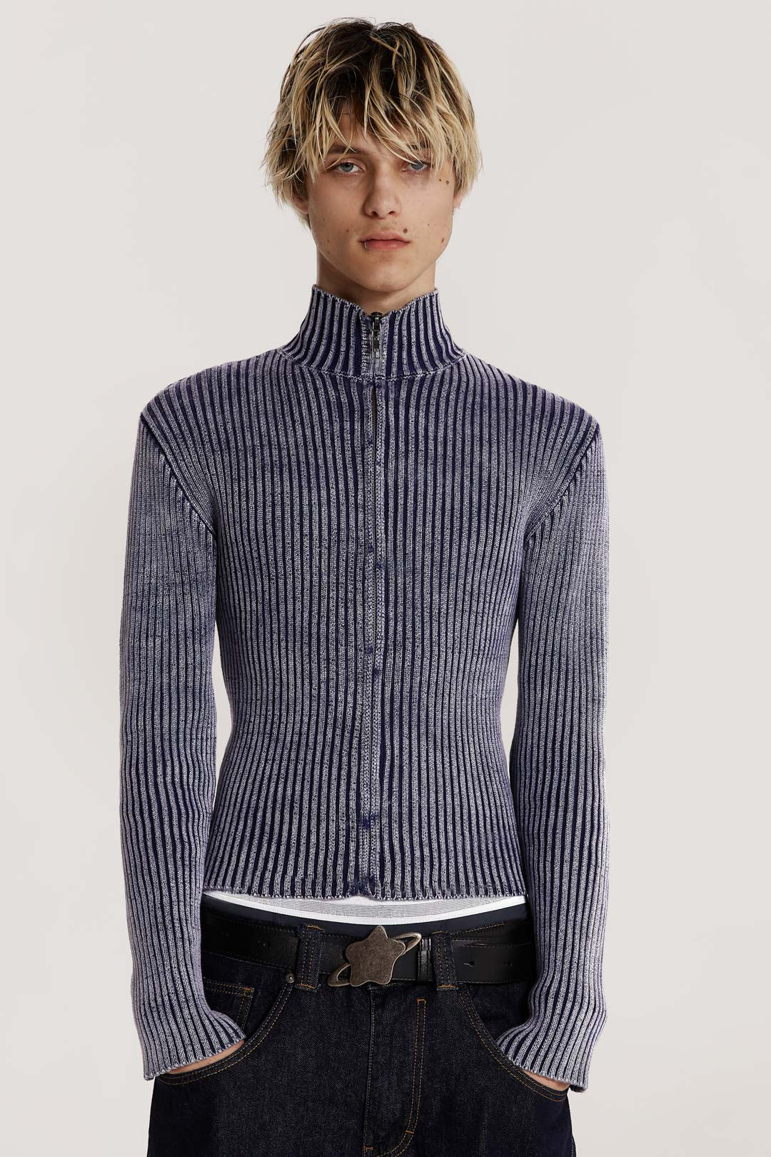 Jaded London Blue Lucid Knit Track Top