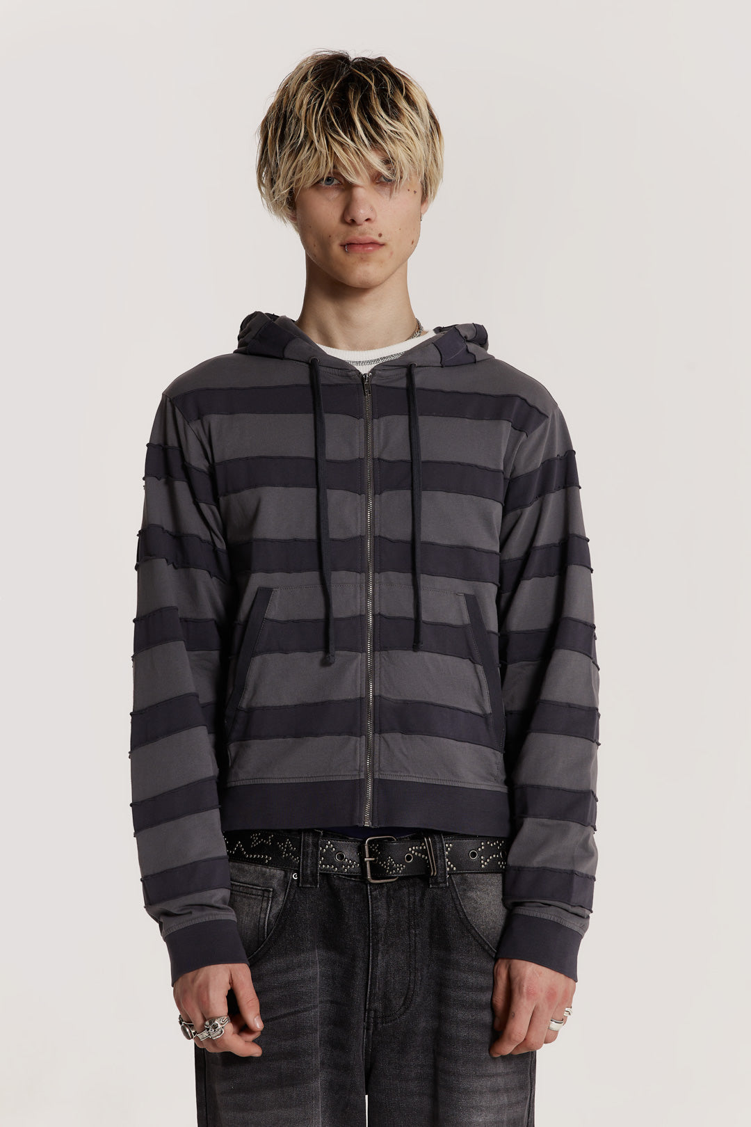 Jaded London Siege Stripe Zip Up Hoodie