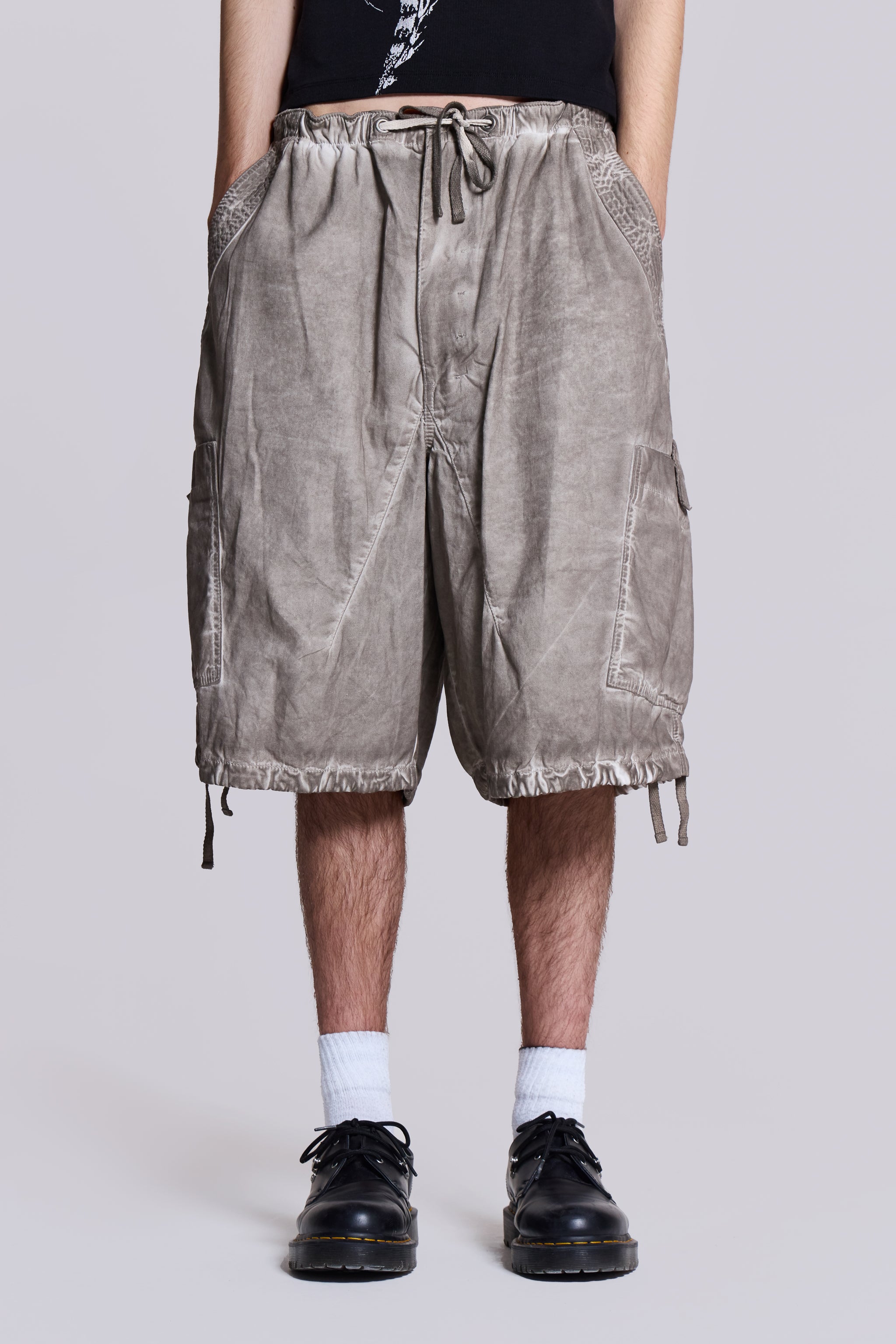 Stone Oil Wash Parachute Shorts