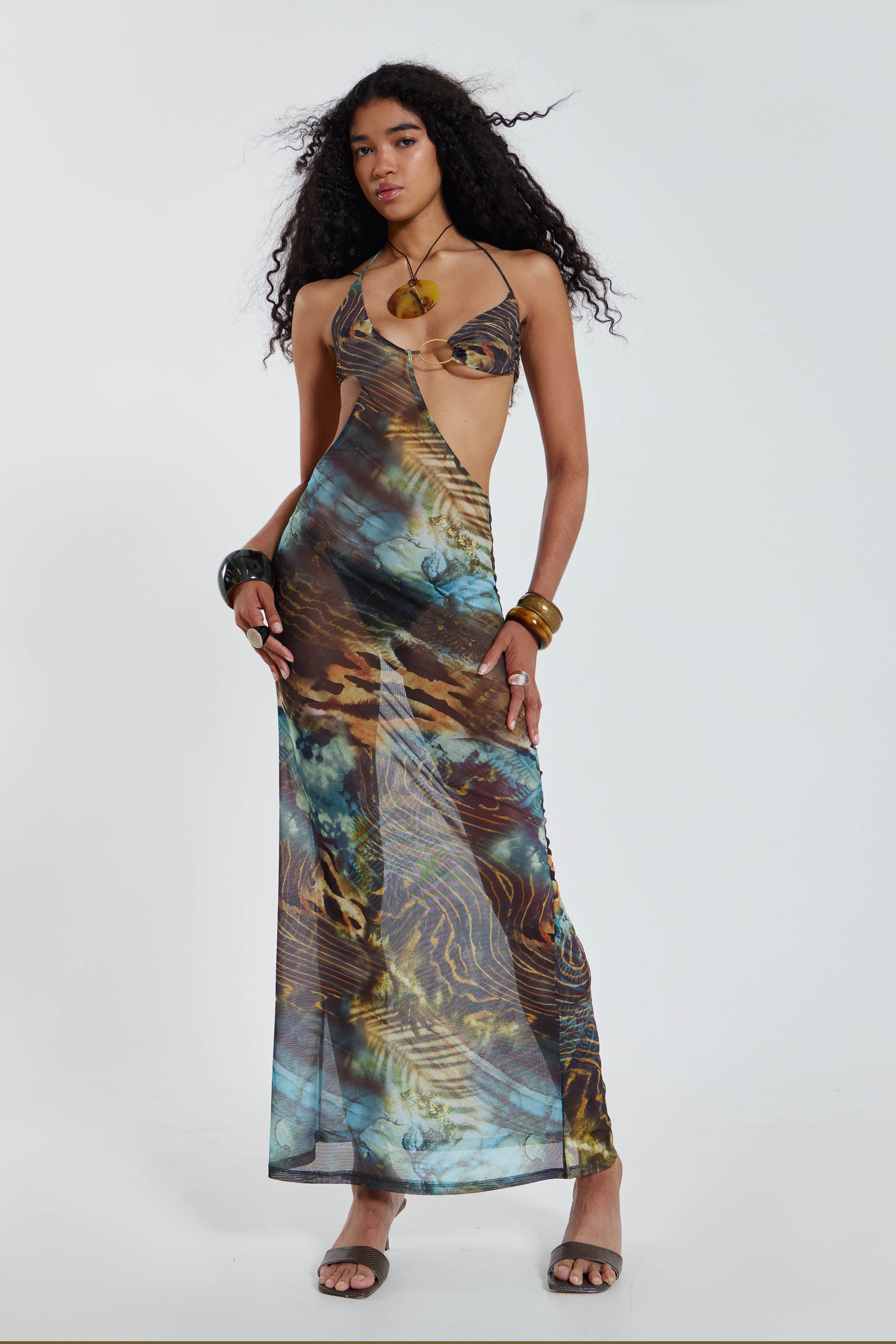 Jaded London Oceana Mesh Maxi Dress