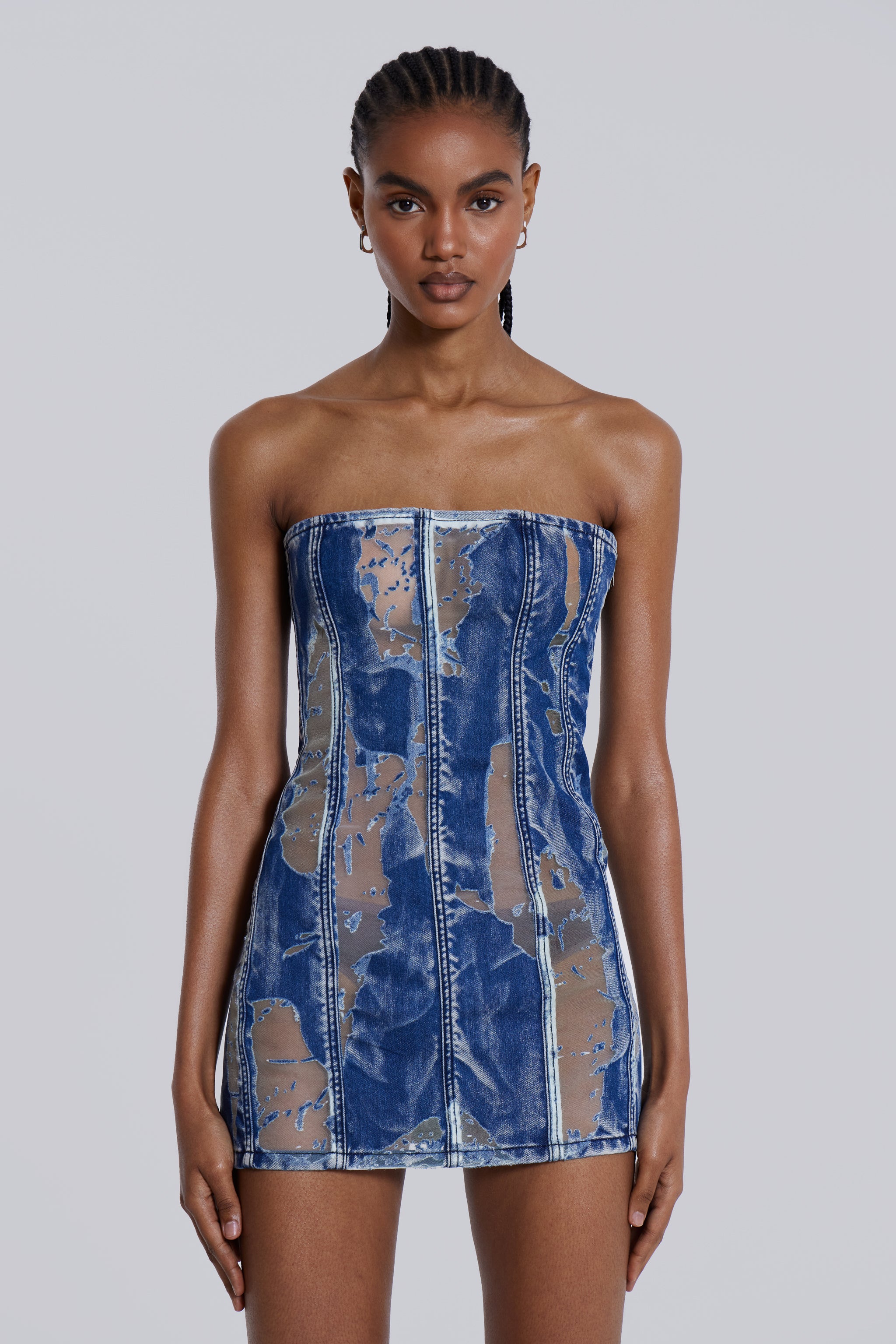 Jaded London Zion Denim Corset Mini Dress