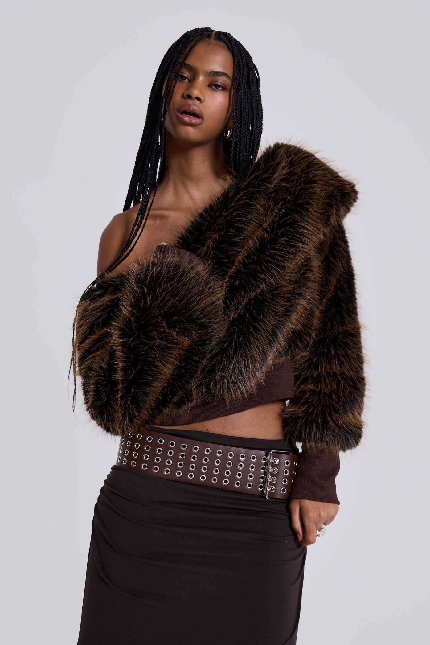 Jaded London 316 Off The Shoulder Fur Jumper