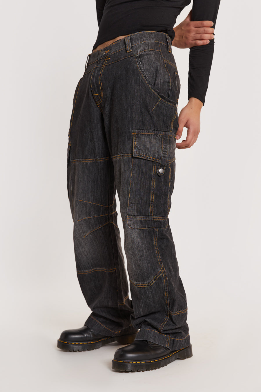 Jaded London Black Millennium Cargo Jeans