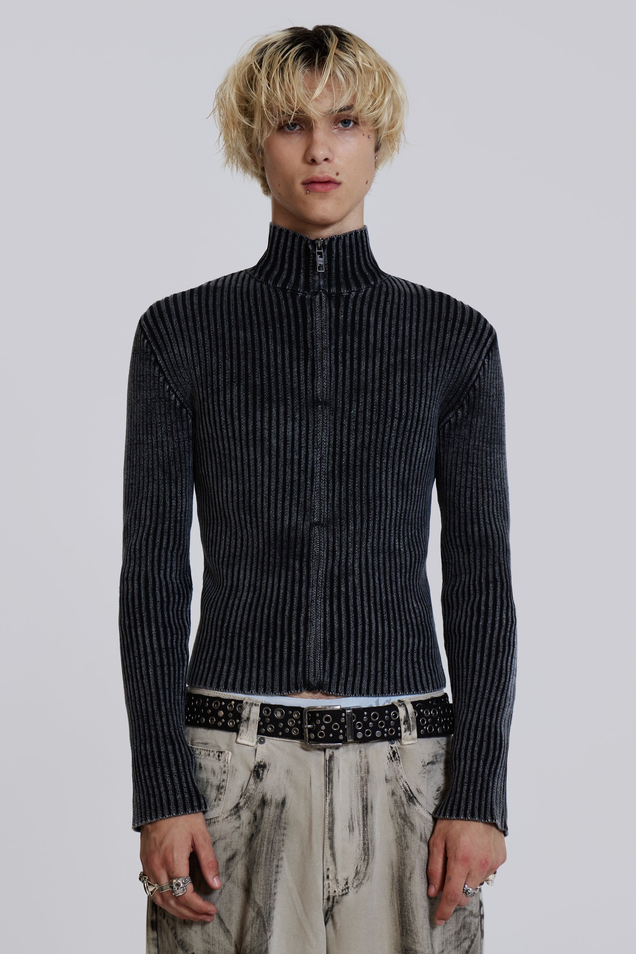 Jaded London Black Lucid Knit Track Top