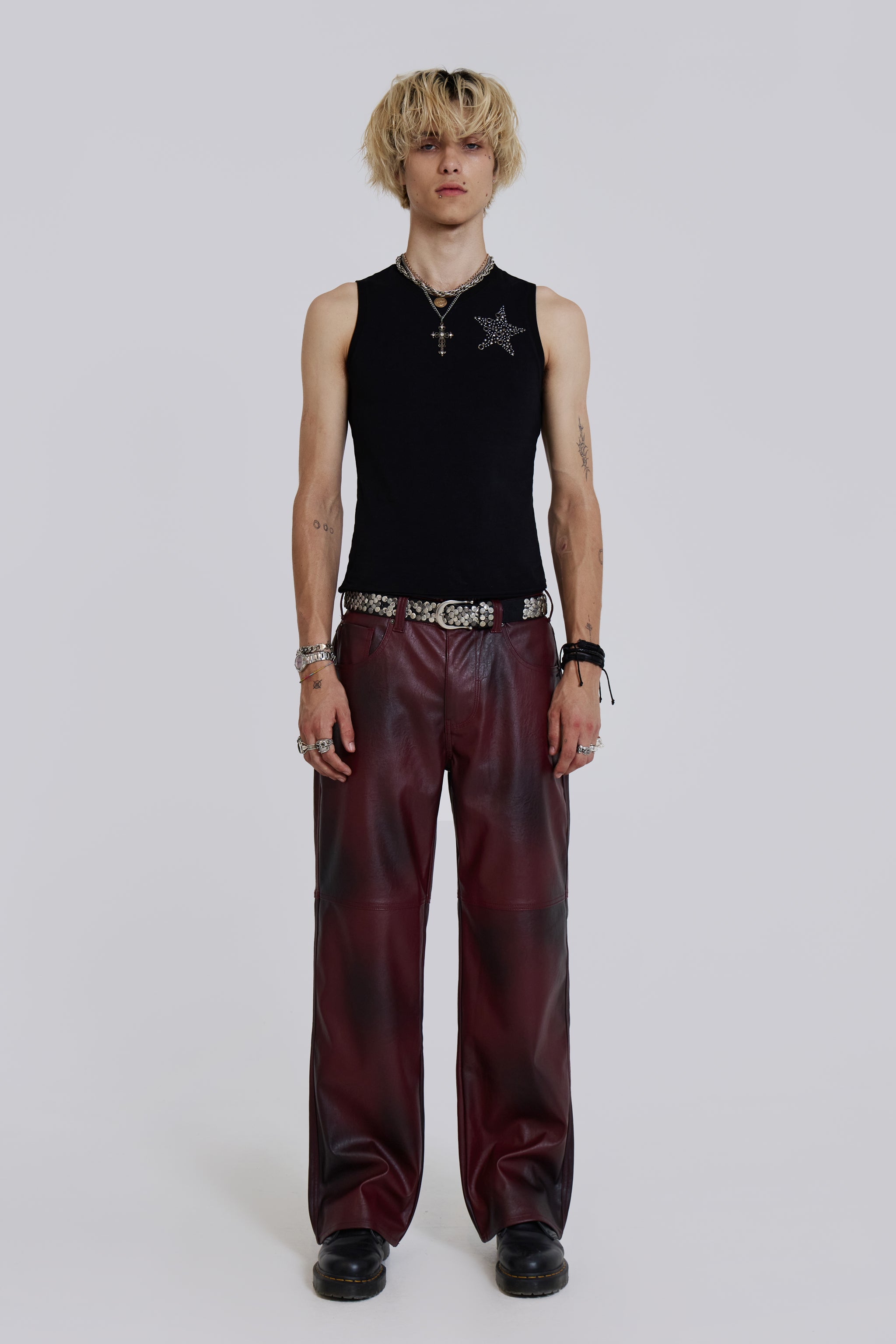 Jaded London Oxblood Faux Leather Pants