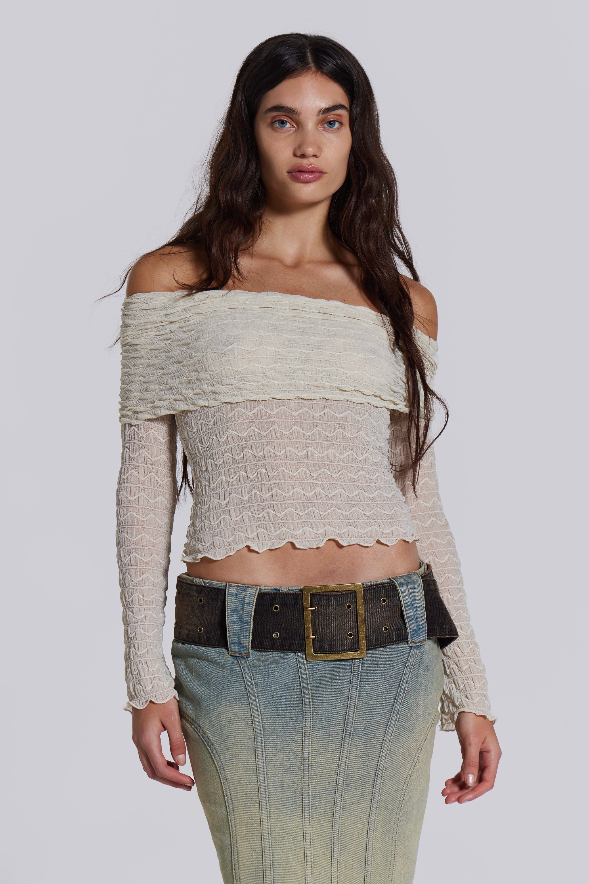 Jaded London Nyra Long Sleeve Bardot Top