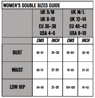 Womens Double Size Size Guide
