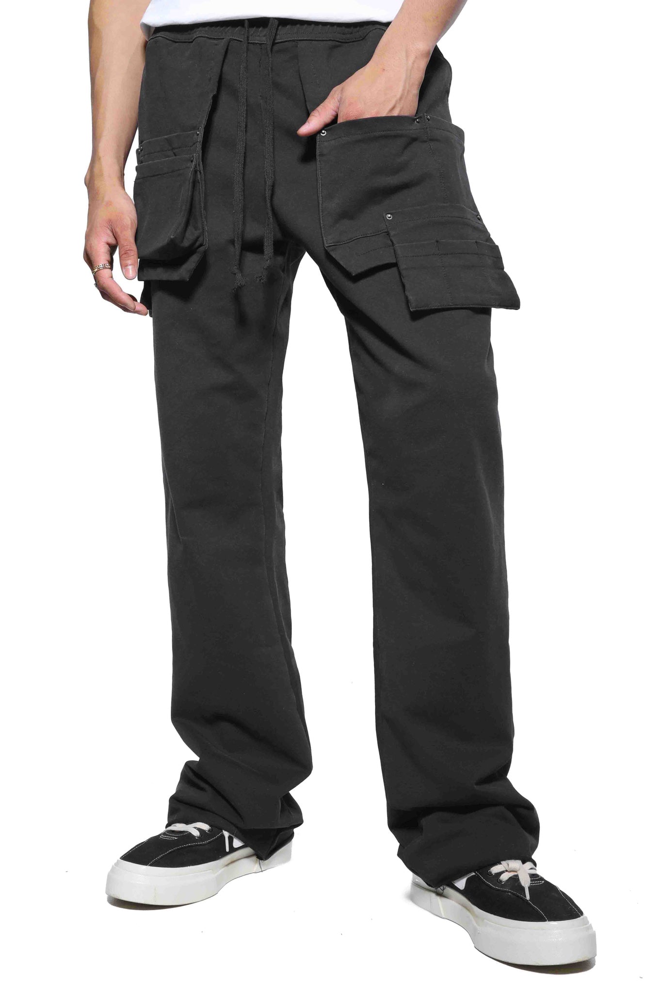 Washed Black Workwear Flared Fit Jogger