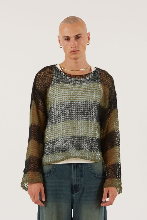 Black Ladder Loose Knit Jumper | Jaded London