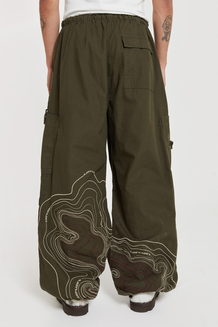 Jaded London Khaki Topograph Parachute Pants