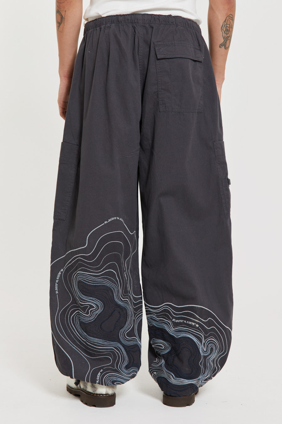 Jaded London Grey Topograph Parachute Pants