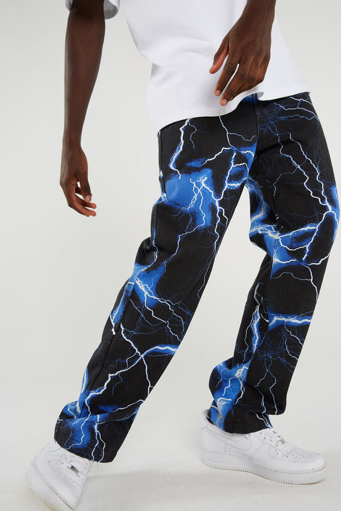 Lightning Bolt Print Jeans | Jaded London