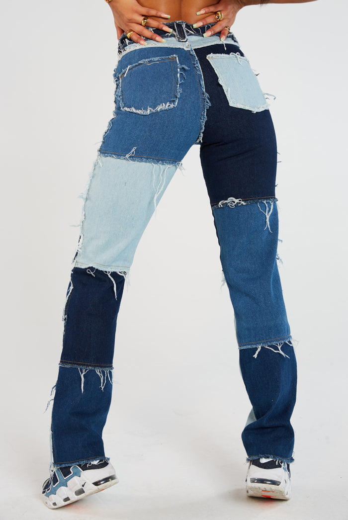Patchwork Denim Boyfriend Jeans | Jaded London