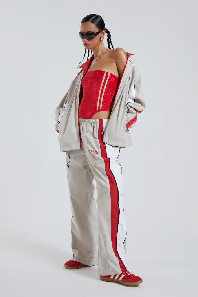 Red & Almond Oversized Track Jacket | Jaded London