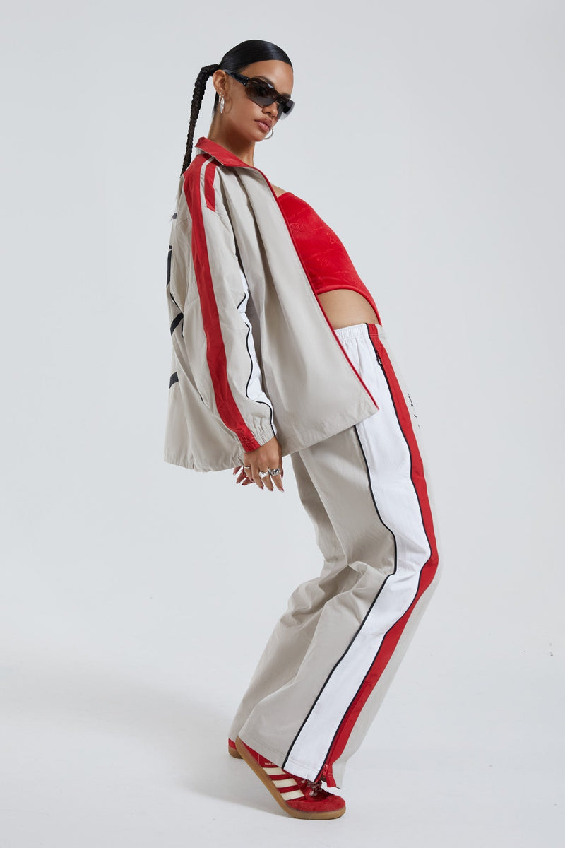 Red & Almond Oversized Track Pants | Jaded London