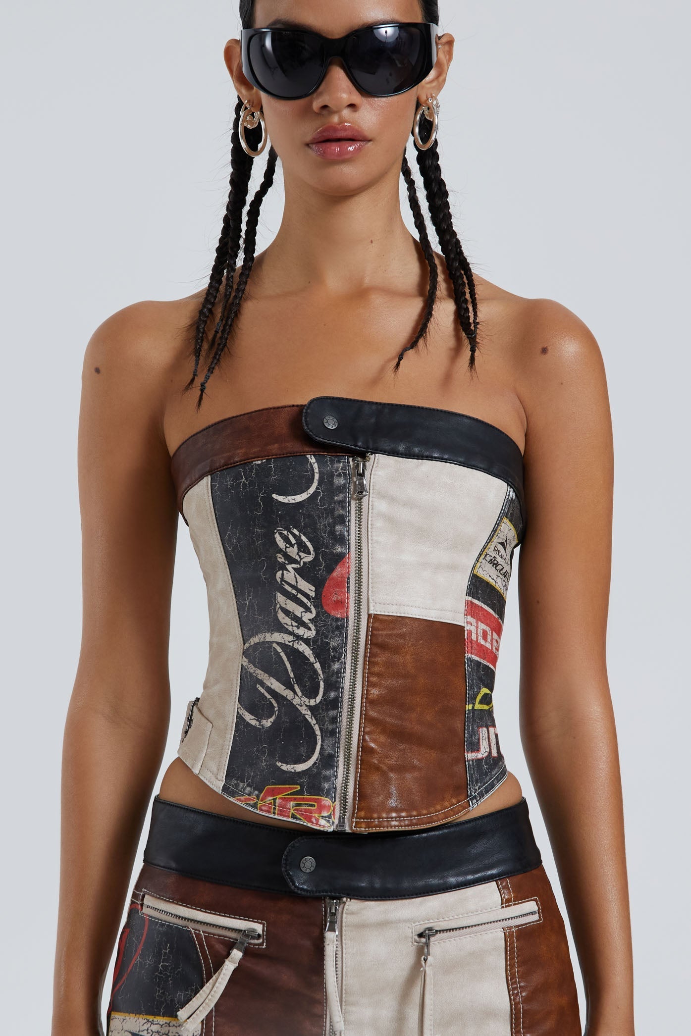 Belted Faux Leather Corset Top