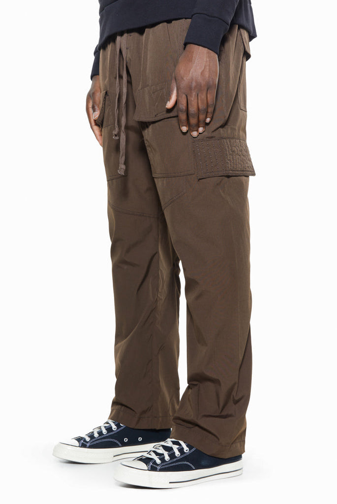 Chocolate Brown EVD Drawstring Cargo Trousers | Jaded London