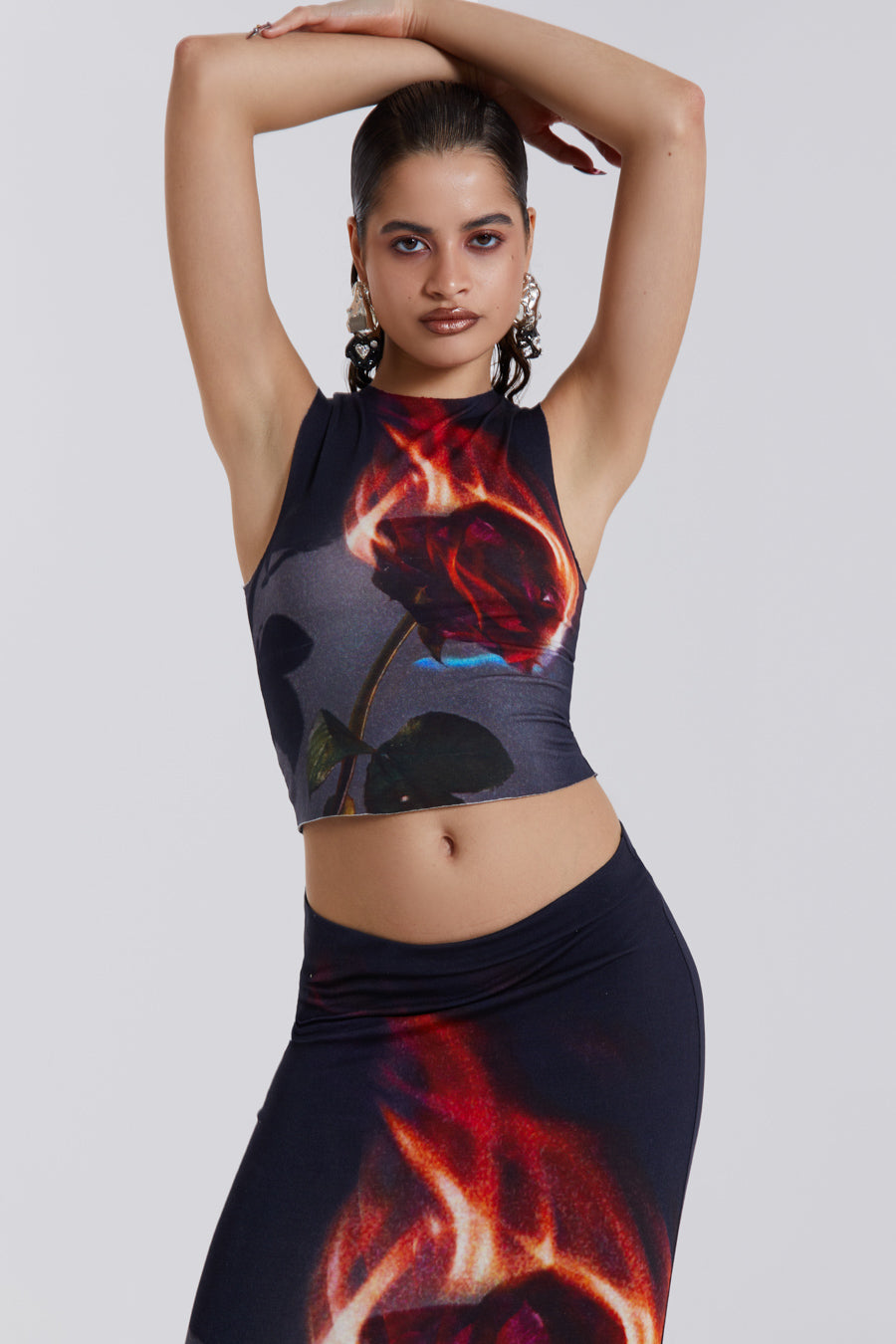 Flaming Rose Raw Edge Tank Top