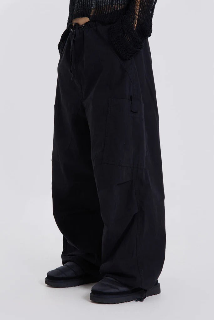 Check Fold Over Waist Wide Leg Trousers