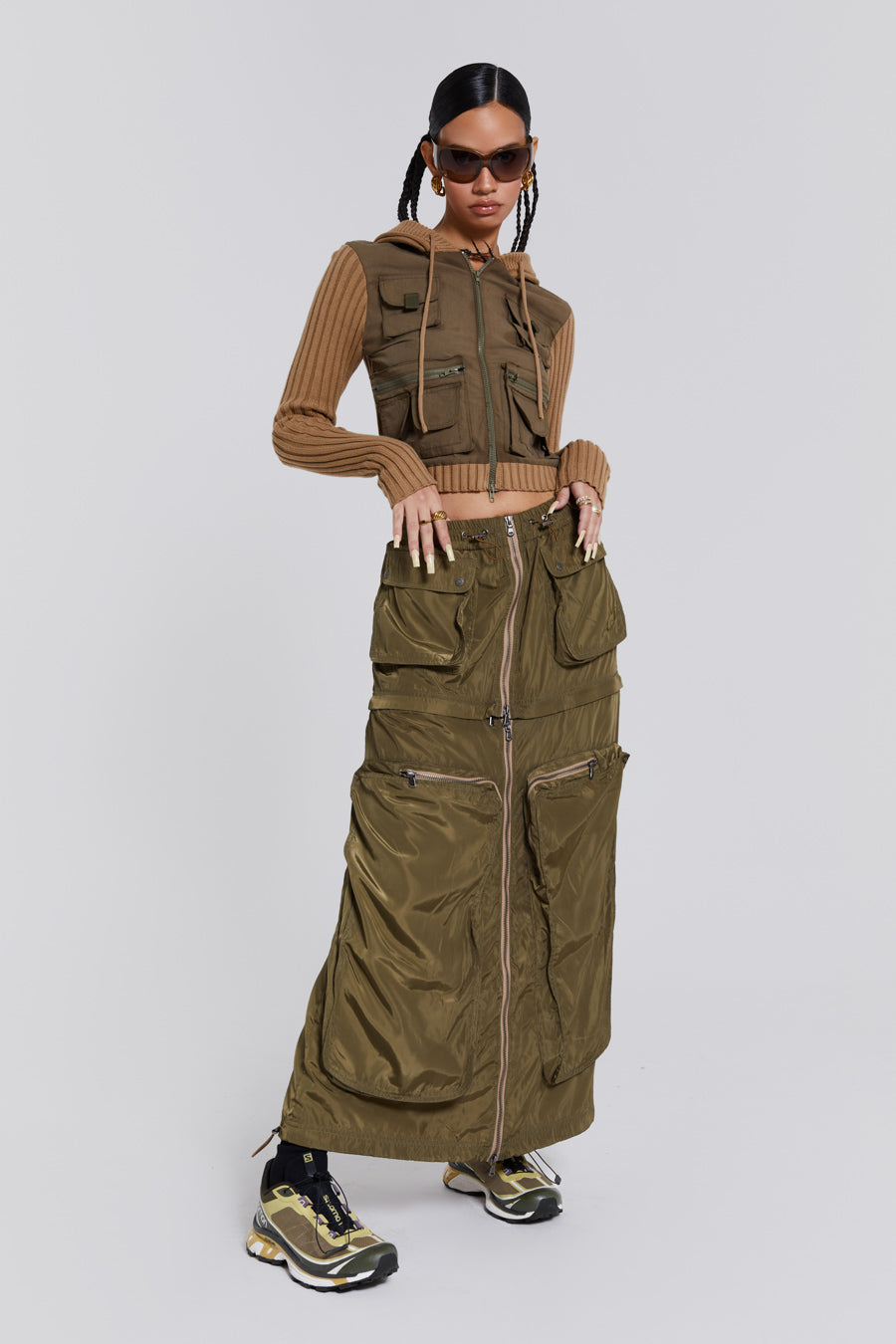 Jaded London Madison 2 In 1 Cargo Maxi Skirt