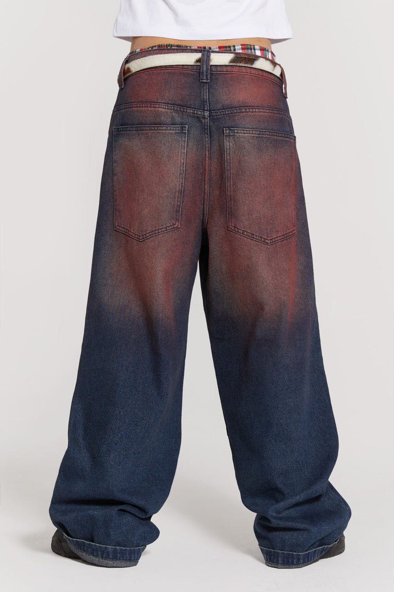 Deep Red Colossus Baggy Jeans