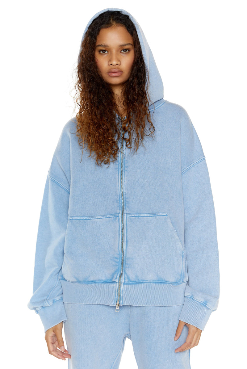 NTRLS Powder Blue Oversized Zip Through Hoodie | Jaded London