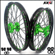 KKE 21/19 MX Rims Set for KAWASAKI KX125 KX250 KX250F KX450F Green Spoke