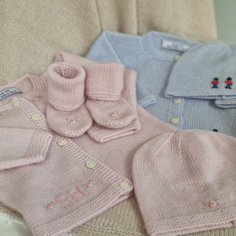 Sue Hill hand knitted cashmere baby clothes