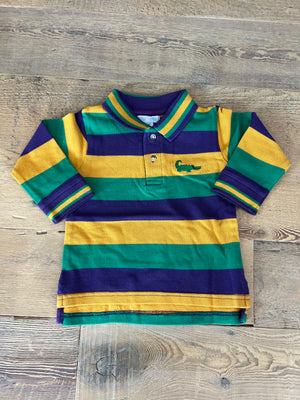 Mardi Gras Rugby Traditional Stripe Long Sleeve Polo - Sissy & Bean