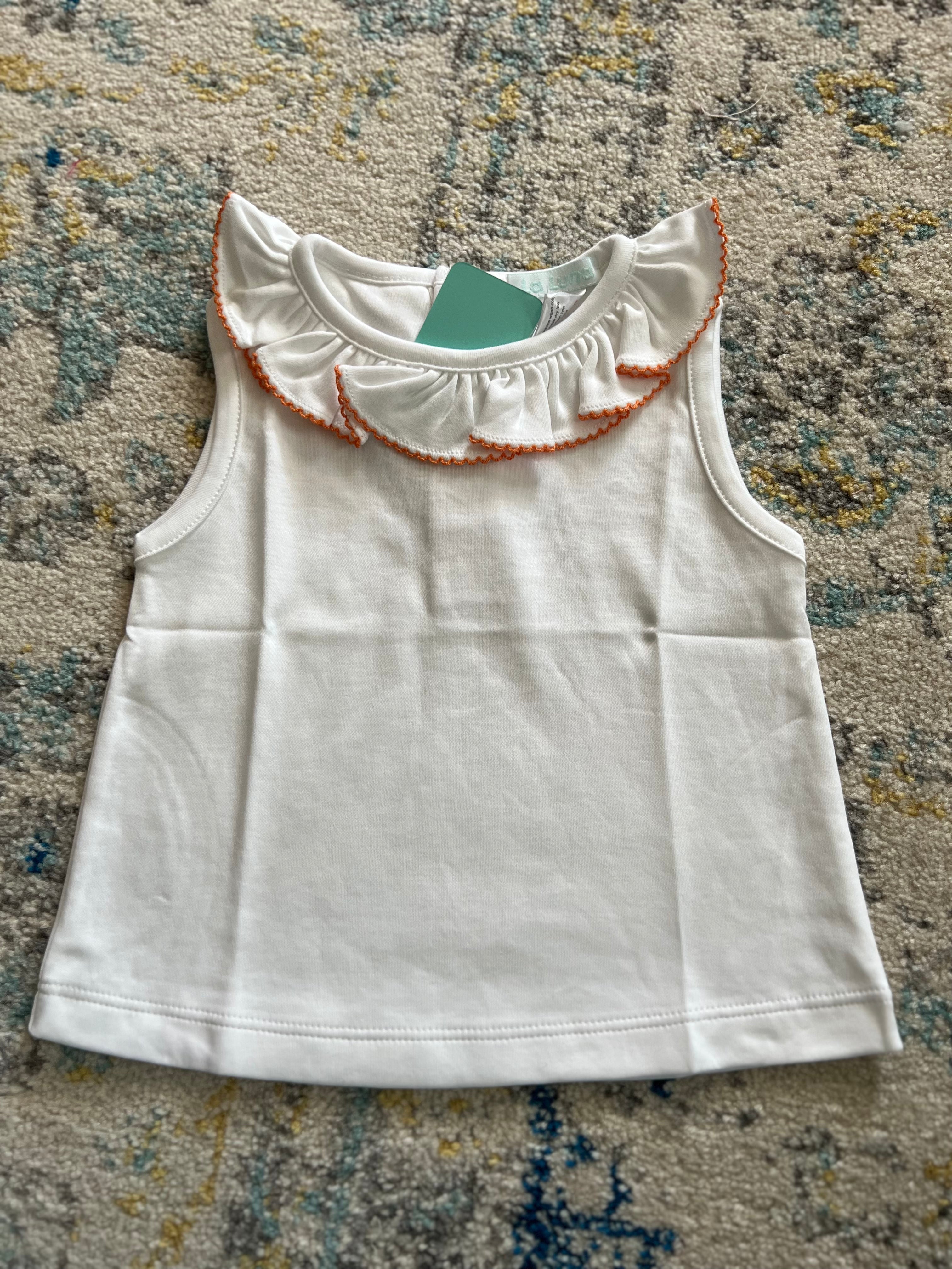 Pima Athletic Sleeveless Ruffle Tank- Orange