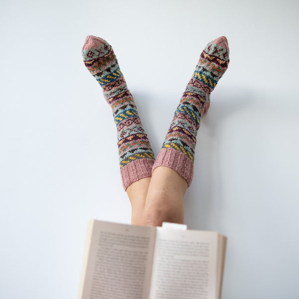 Hana Fair Isle Knitted Pure Wool Socks Yellow