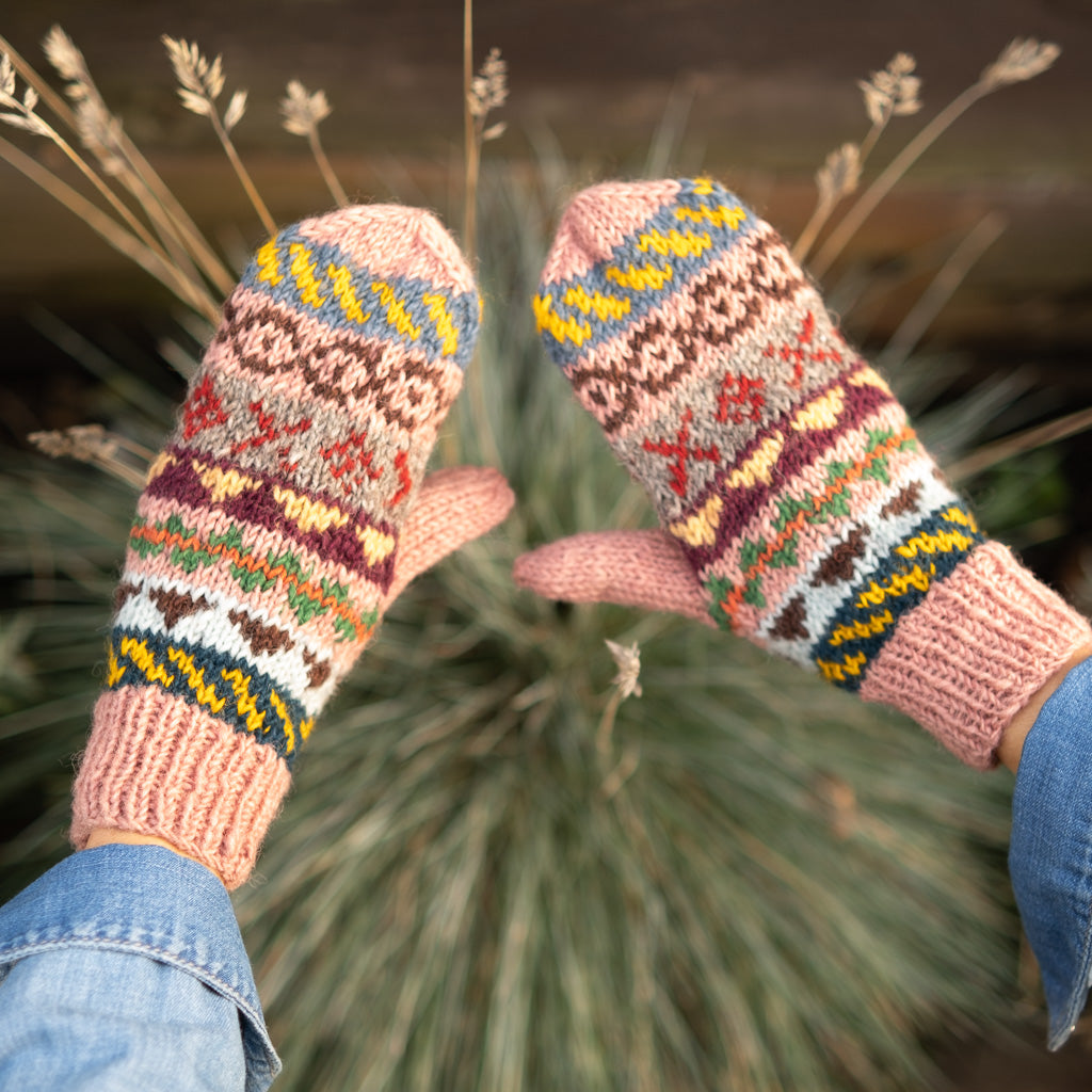 Ewa Pure Wool Fair Isle Full Mittens