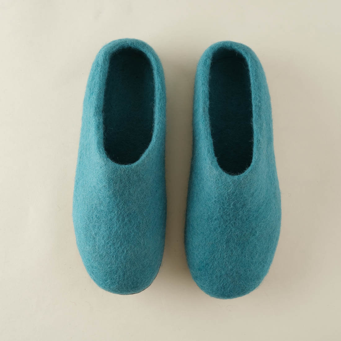 Greta Turquiose Felted Wool Slippers