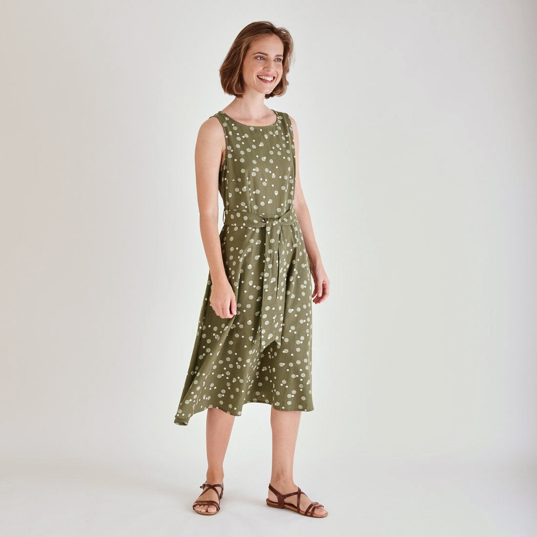 Adelia Polka Dot Sleeveless Dress