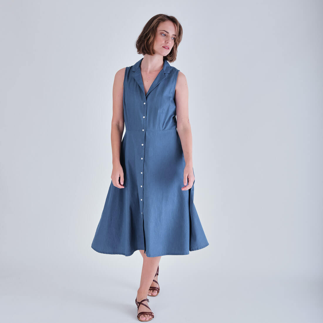 Aubrey Sleeveless Denim Shirt Dress