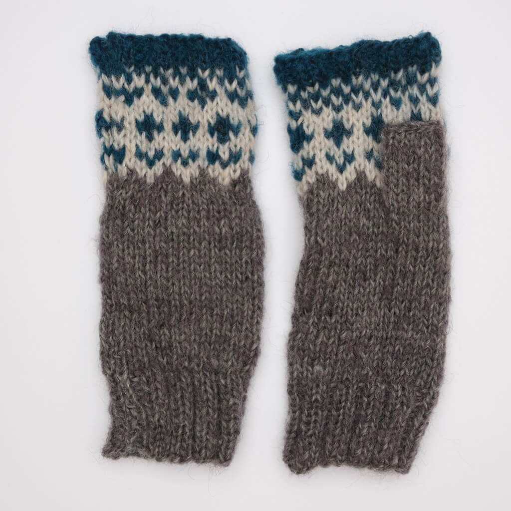 Inuit Fingerless Wool Mittens