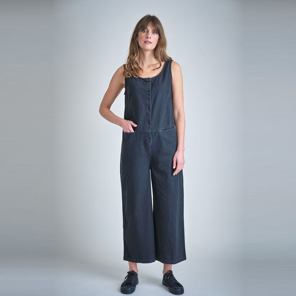 black denim dress overalls