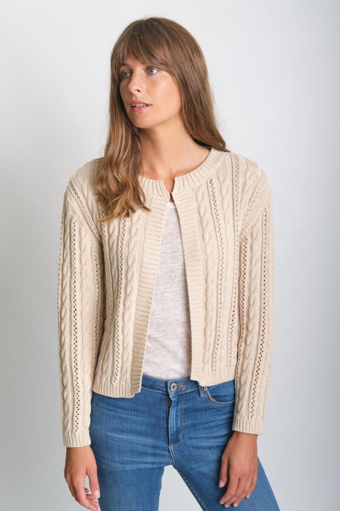 Kate Cropped Aran Cotton Cardigan