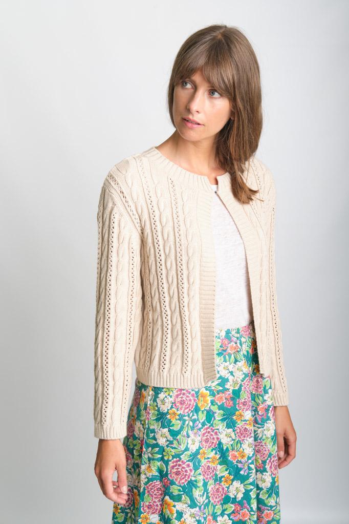 Kate Cropped Aran Cotton Cardigan