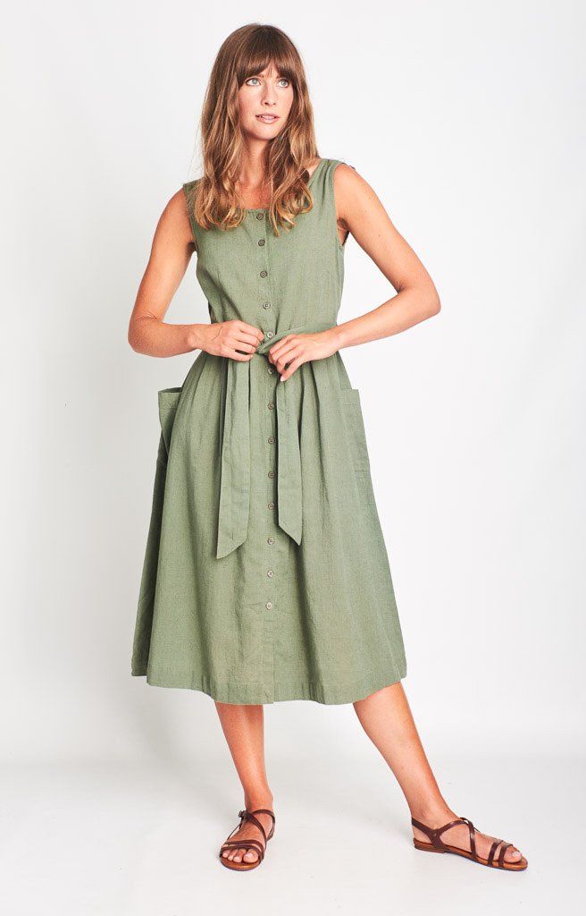 forest green casual dress