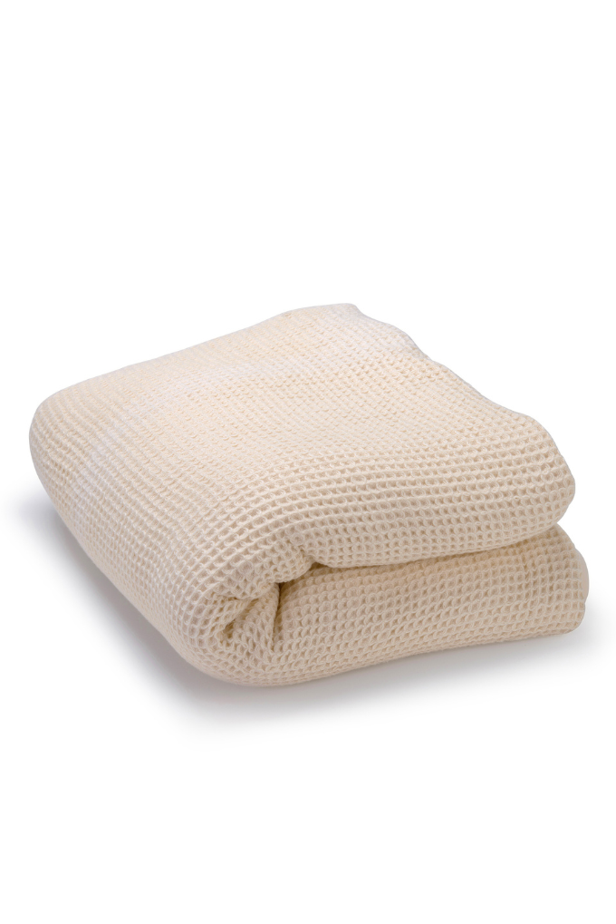 Image of Natural Organic Cotton Waffle Weave Blanket