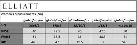 Elliatt Size Chart