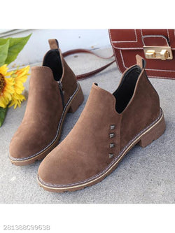 plain flat round toe outdoor ankle ankle boots