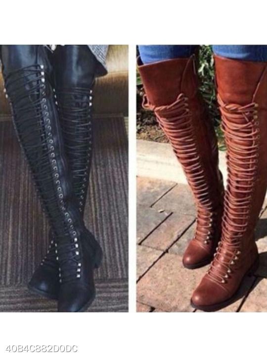 plain flat round toe date outdoor knee high flat boots